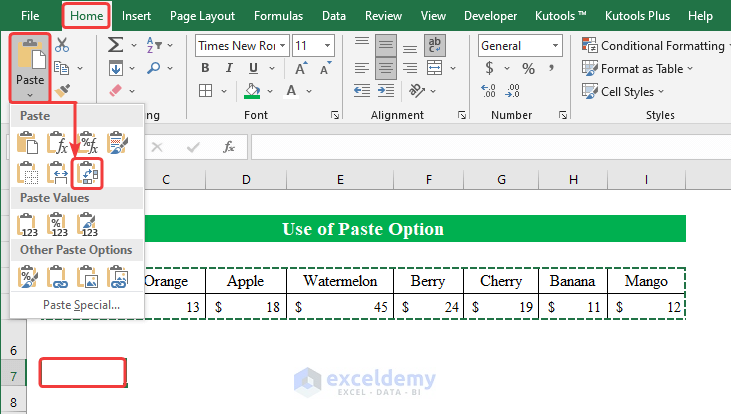 How To Copy Horizontal and Paste Vertical In Excel 