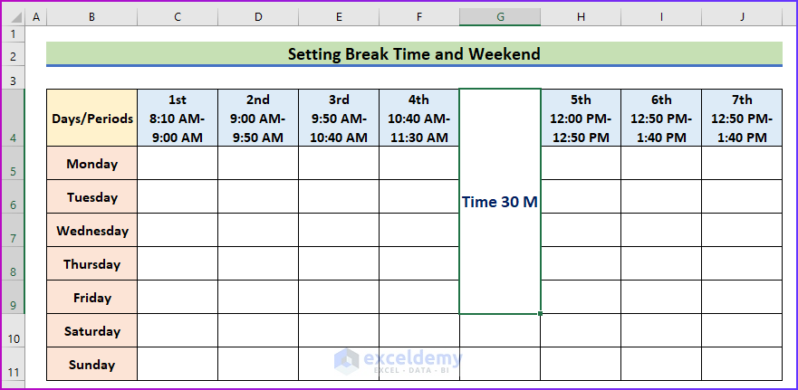 How To Make A School Time Table In Excel with Easy Steps 