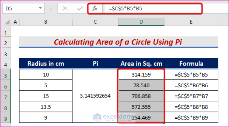 how-to-put-pi-by-using-formula-in-excel-4-suitable-examples