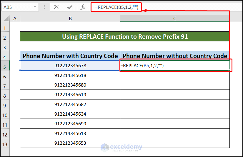 How To Remove Prefix 91 In Excel 4 Easy Ways ExcelDemy