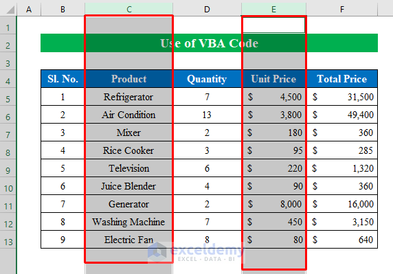 How To Select Specific Columns In Excel 4 Easy Methods 