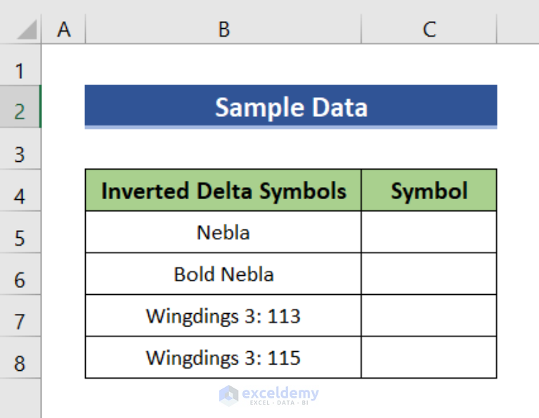 how-to-insert-inverted-delta-symbol-in-excel-8-easy-methods