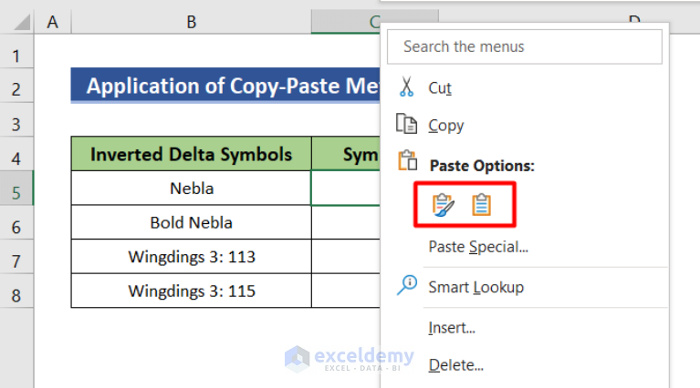 how-to-insert-inverted-delta-symbol-in-excel-8-easy-methods