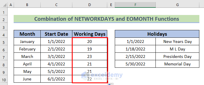 how-to-calculate-the-working-days-in-a-month-in-excel-3-methods