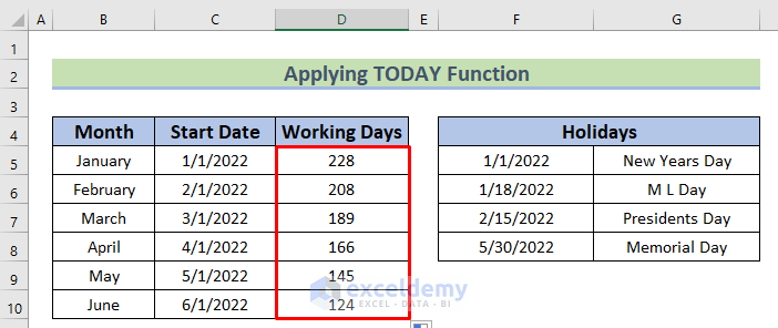 How To Calculate Working Days In A Month In Excel 4 Easy Ways 