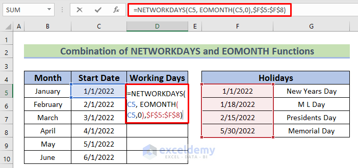 How To Calculate Working Days In A Month In Excel Easy Ways