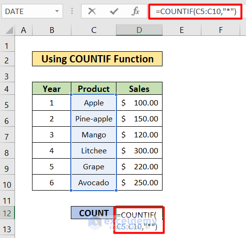 Excel Countif Contains Text From List