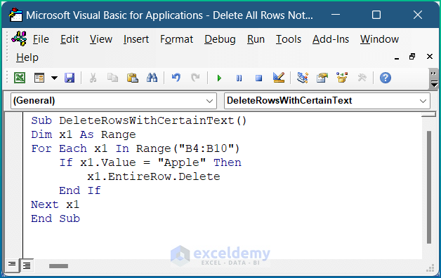 How To Delete All Rows Not Containing Certain Text In Excel