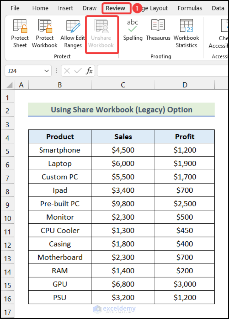 [Fixed!] Unshare Workbook Greyed Out in Excel ExcelDemy