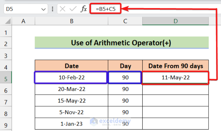 How To Calculate 90 Days From A Specific Date In Excel