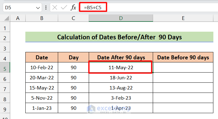 How To Calculate 90 Days From A Date In Excel 2 Useful Methods