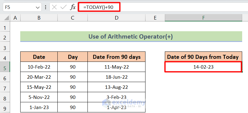 How To Calculate 90 Days From A Date In Excel 2 Useful Methods