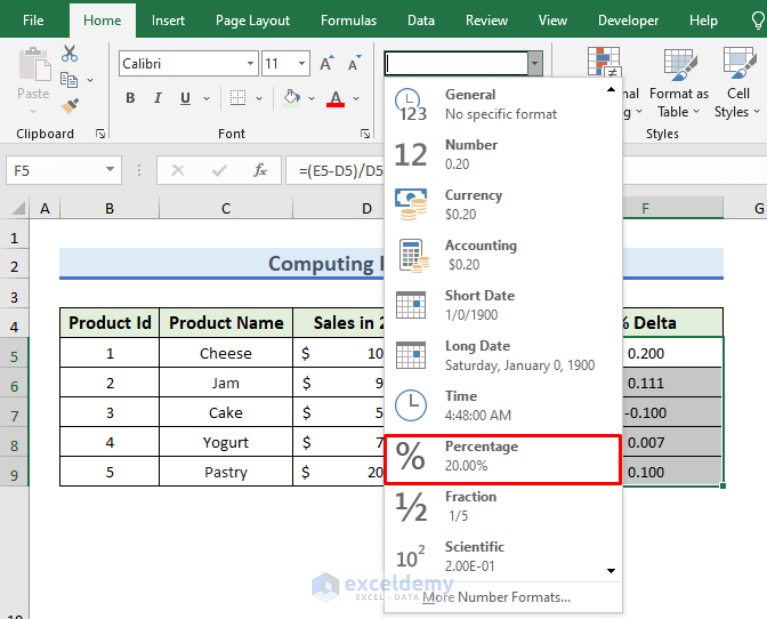 How to Calculate Delta in Excel (2 Ideal Examples) - ExcelDemy