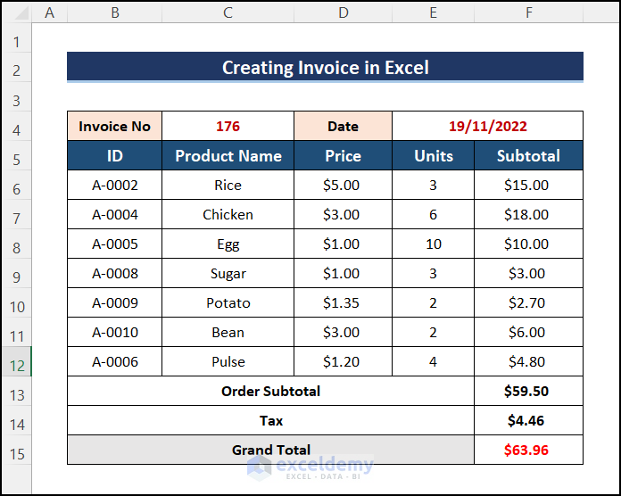 How to Create Invoice in Excel with Database (with Easy Steps)