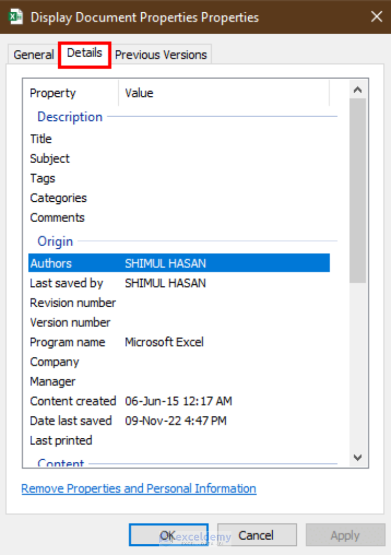 excel-document-properties-customguide