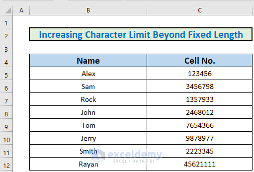 Increase Character Limit In Excel Cell