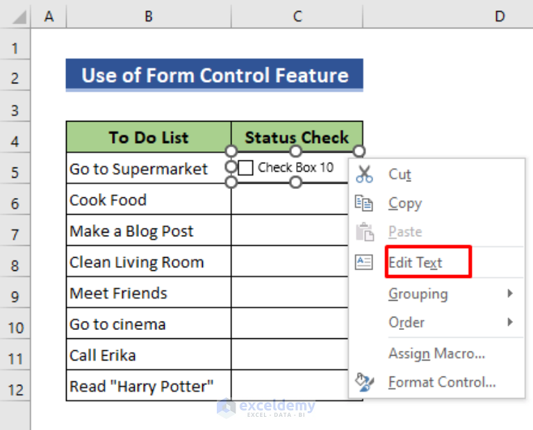 How to Make a Checklist in Excel (with Easy Steps) - ExcelDemy