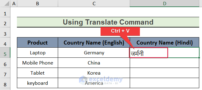 How To Translate English To Hindi In Excel