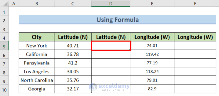 How To Write Latitude And Longitude In Excel (2 Easy Ways)