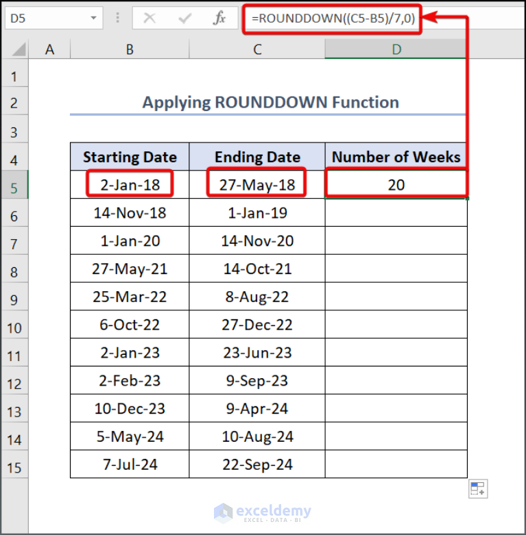 how-to-find-number-of-weeks-between-two-dates-in-excel