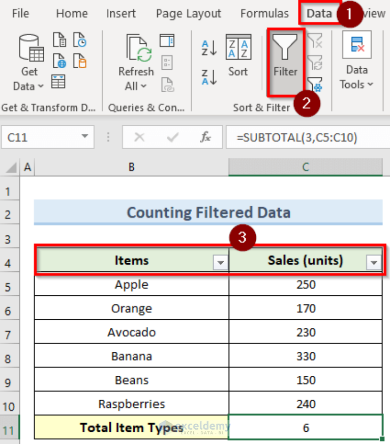 How to Use COUNTA from SUBTOTAL Function in Excel - ExcelDemy