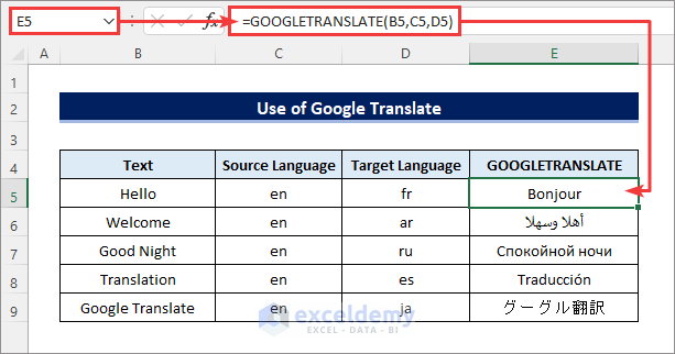 How To Translate Language In Excel Formula with Easy Steps 