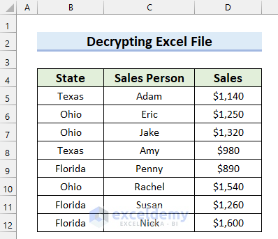 Dataset to Decrypt Excel File Without Password
