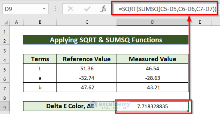 How to Calculate Delta E Color in Excel (4 Suitable Methods)