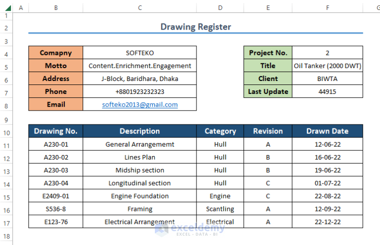 How to Create Drawing Register in Excel (with Easy Steps)