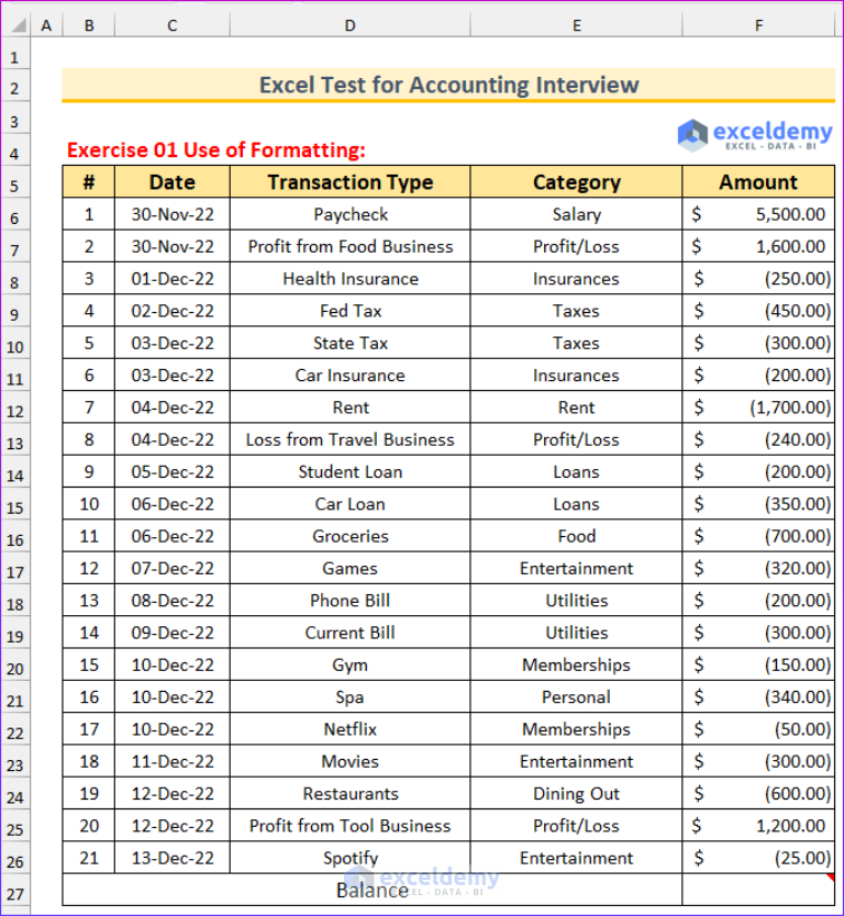 excel-test-for-accounting-interview-11-exercises-exceldemy