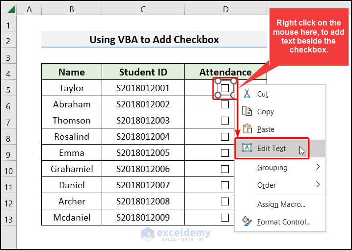 How To Make A Checklist In Excel Without Developer Tab