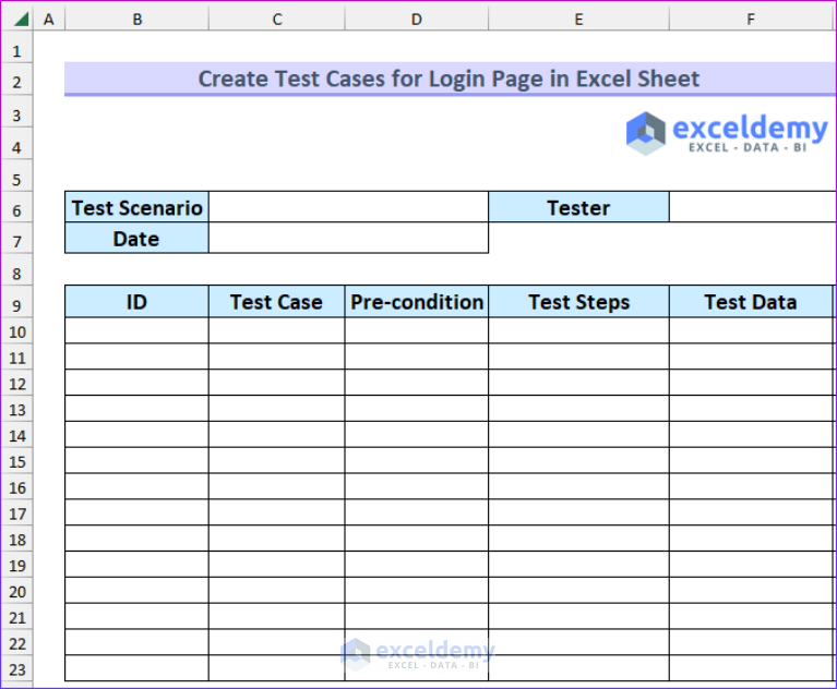 Create Test Cases for Login Page in Excel Sheet (with Easy Steps)