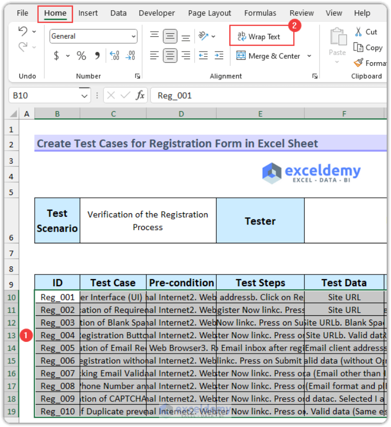 How to Create Test Cases for Registration Form in Excel Sheet