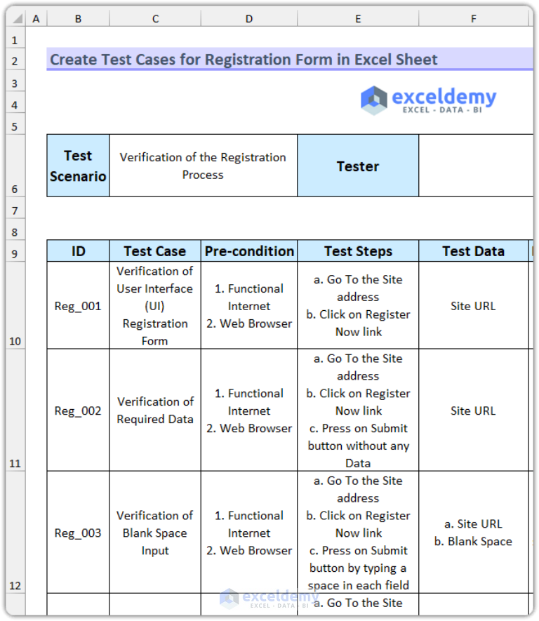 how-to-create-test-cases-for-registration-form-in-excel-sheet