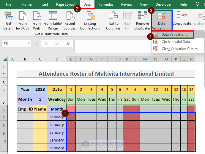 attendance roster excel