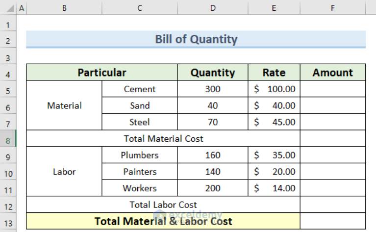 How to Make Cost Estimation Sheet in Excel (with Easy Steps)