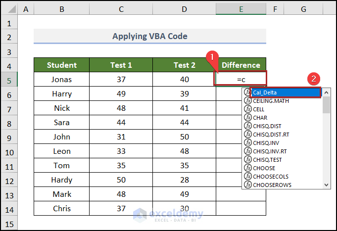 How To Calculate Delta Between Two Numbers In Excel