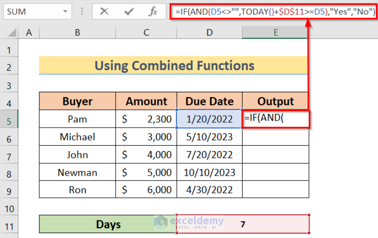 how-to-set-due-date-reminder-formula-in-excel-2-easy-methods