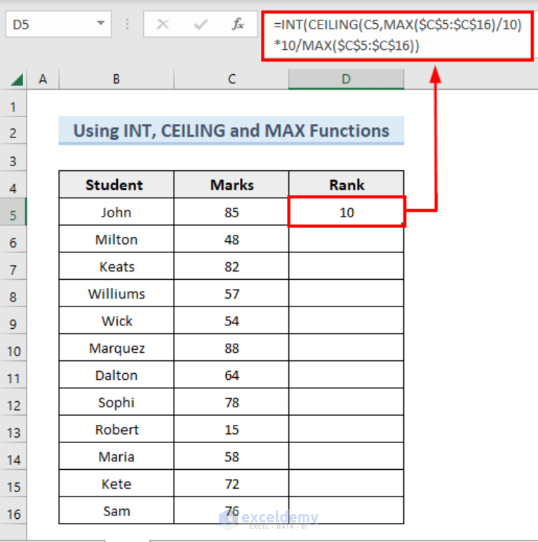 How to Scale Data from 1 to 10 in Excel (3 Quick Methods)