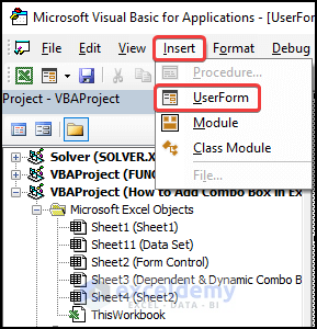 select userform to Add a Dynamic and Dependent ComboBox Using Excel VBA