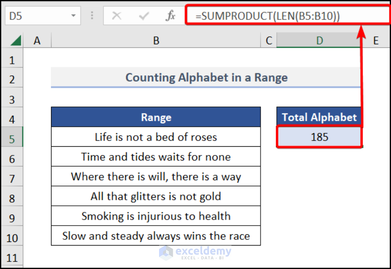 How To Count Alphabet In Excel Sheet 5 Easy Methods 0036