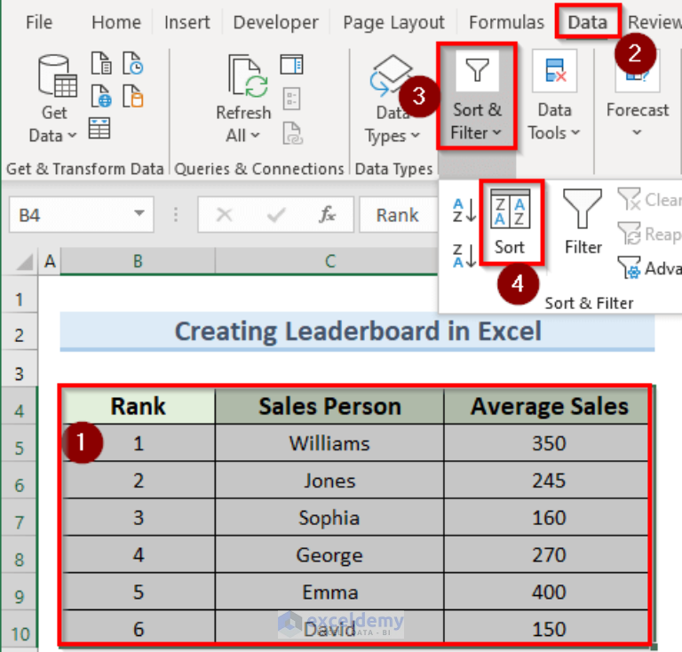 How to Create a Leaderboard in Excel (with Easy Steps)