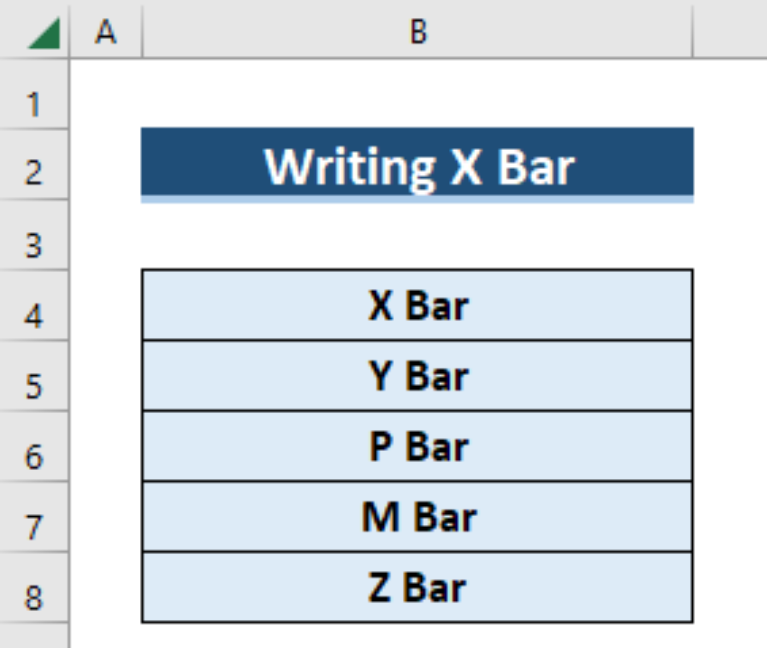 how-to-write-x-bar-in-excel-3-easy-ways-exceldemy