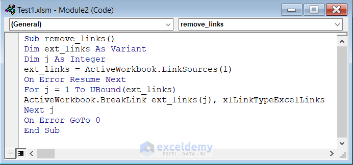 VBA Code with On Error Statement to Break Links in Excel