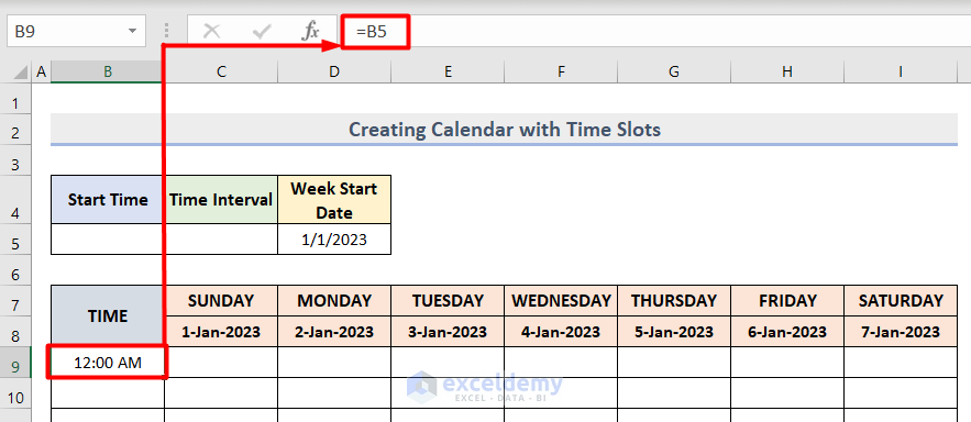  How To Create A Calendar With Time Slots In Excel Easy Steps 