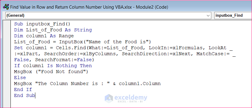 find-value-in-row-and-return-column-number-using-vba-in-excel