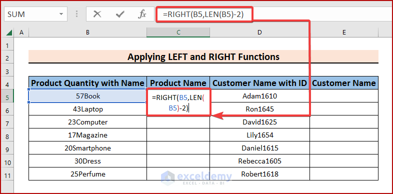 How to Remove Characters from Left and Right in Excel