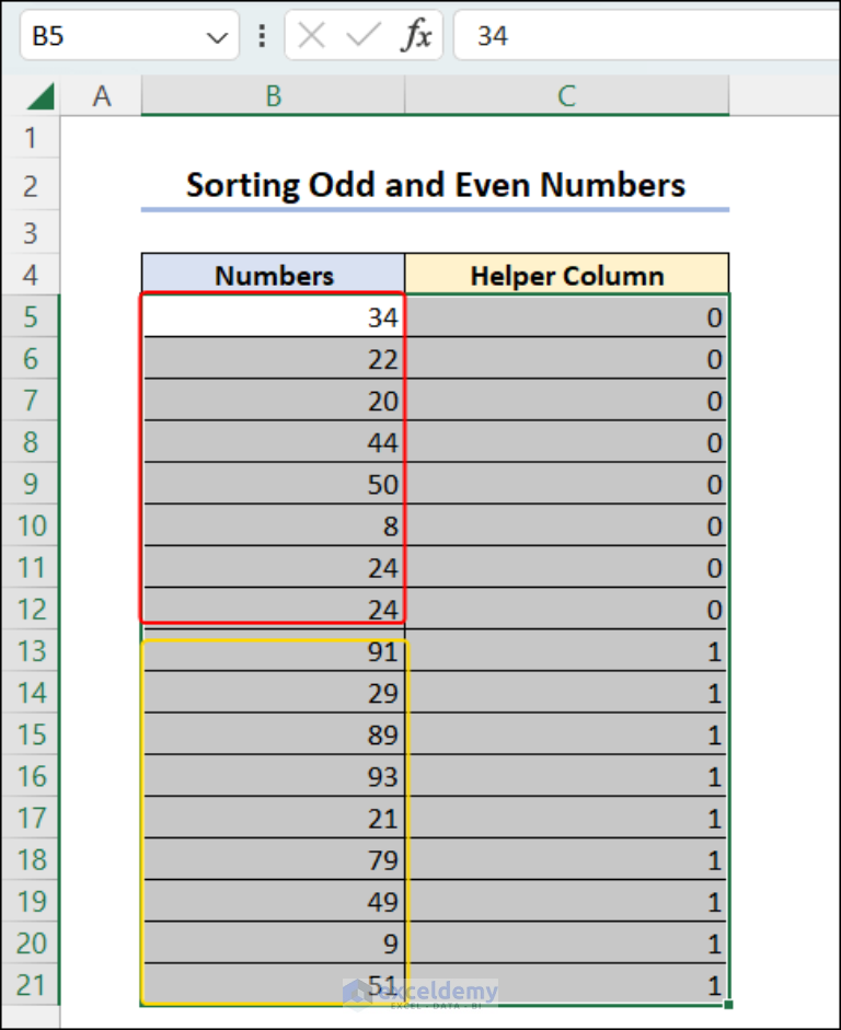 How To Separate Odd And Even Numbers In Excel 6 Handy Ways 9524