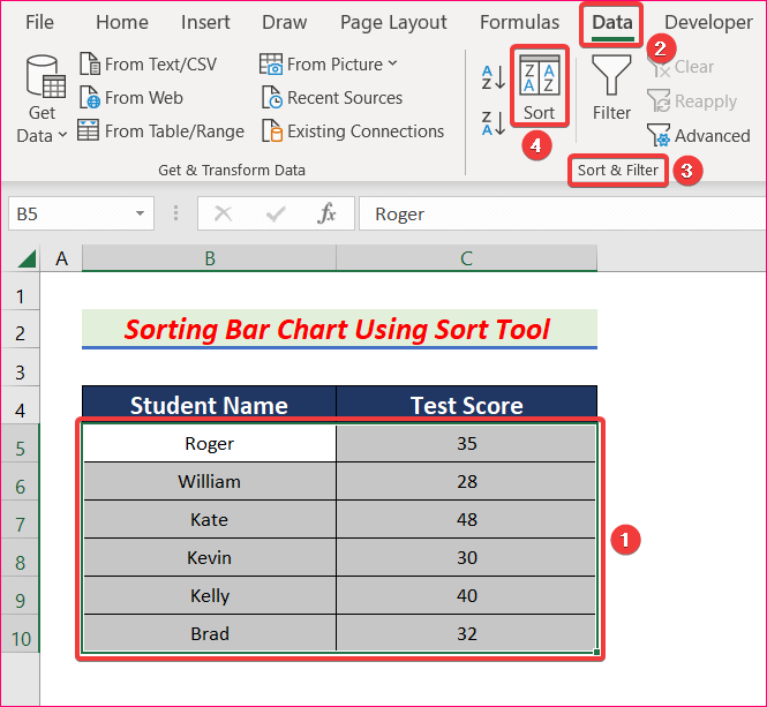 How to Sort Bar Chart in Descending Order in Excel (4 Easy Ways)