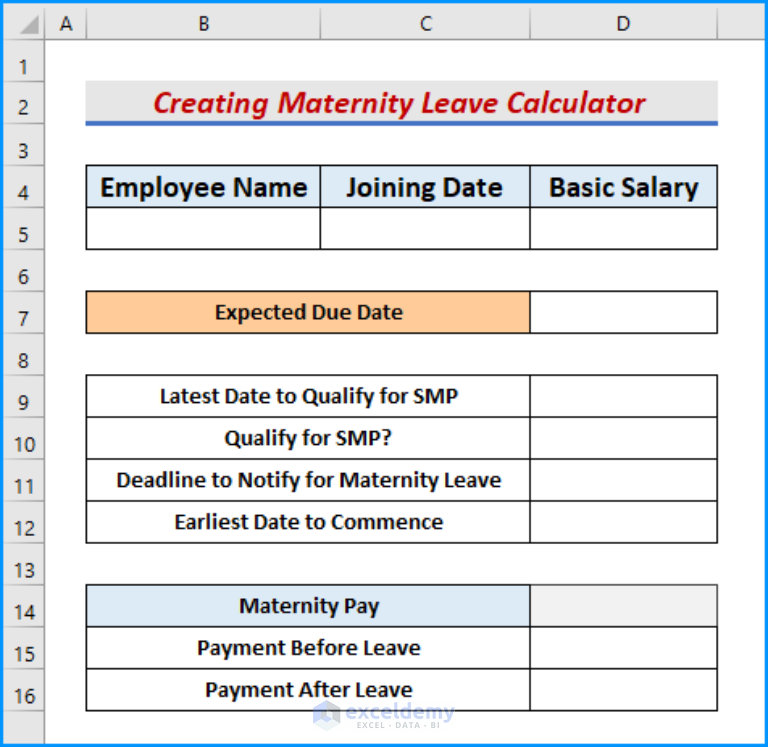 How to Create Maternity Leave Calculator in Excel ExcelDemy